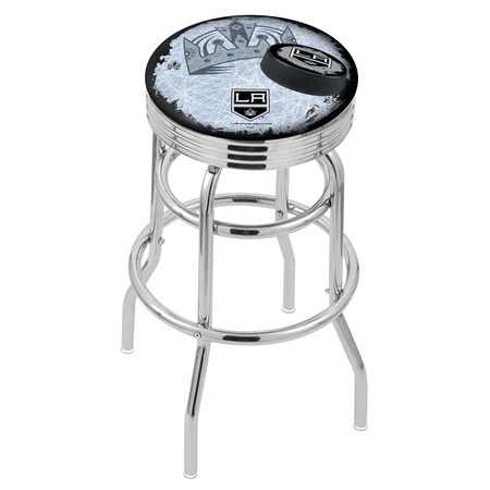 Holland Bar Stool Co 30" Chrome 2-Ring Los Angeles Kings Swivel Bar Stool, Accent Ring L7C3C30LAKing-D2